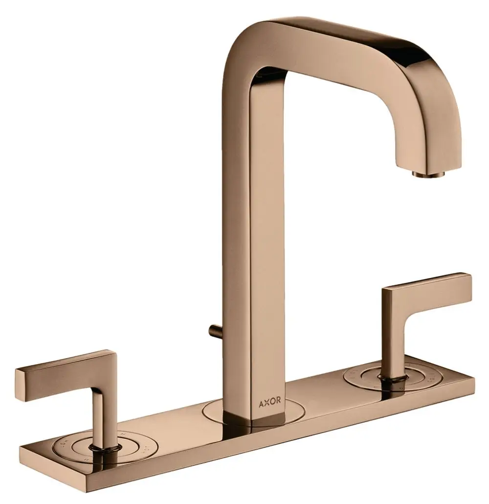 Citterio Waschtischarmatur in Polished Red Gold mit zwei Hebelgriffen und einer Auslaufhöhe von 140 mm. Das Design ist von der Marke AXOR.